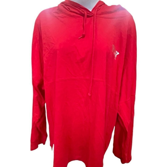 Victoria's Secret PINK XL Shine Logo Varsity Long Sleeve Hooded Tee Red - Picture 3 of 8